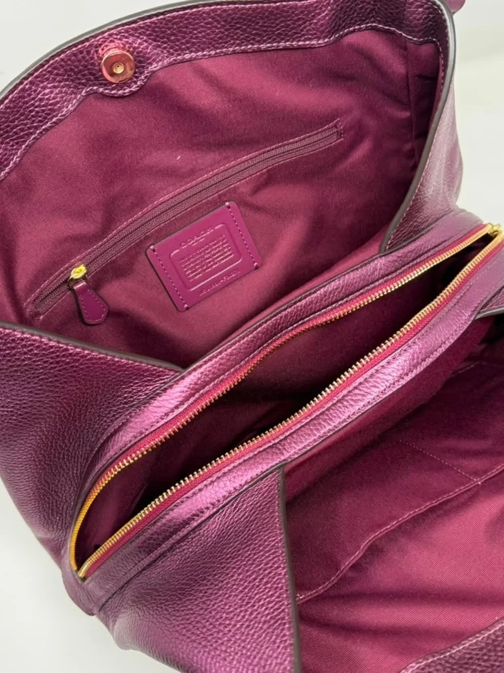 Coach Hadley Hobo — Metallic Berry/Magenta Pebbled Leather